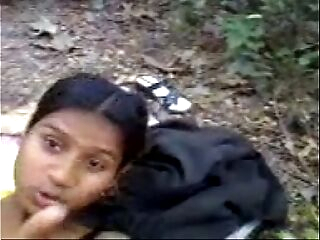 Homeless Indian girl in the forest